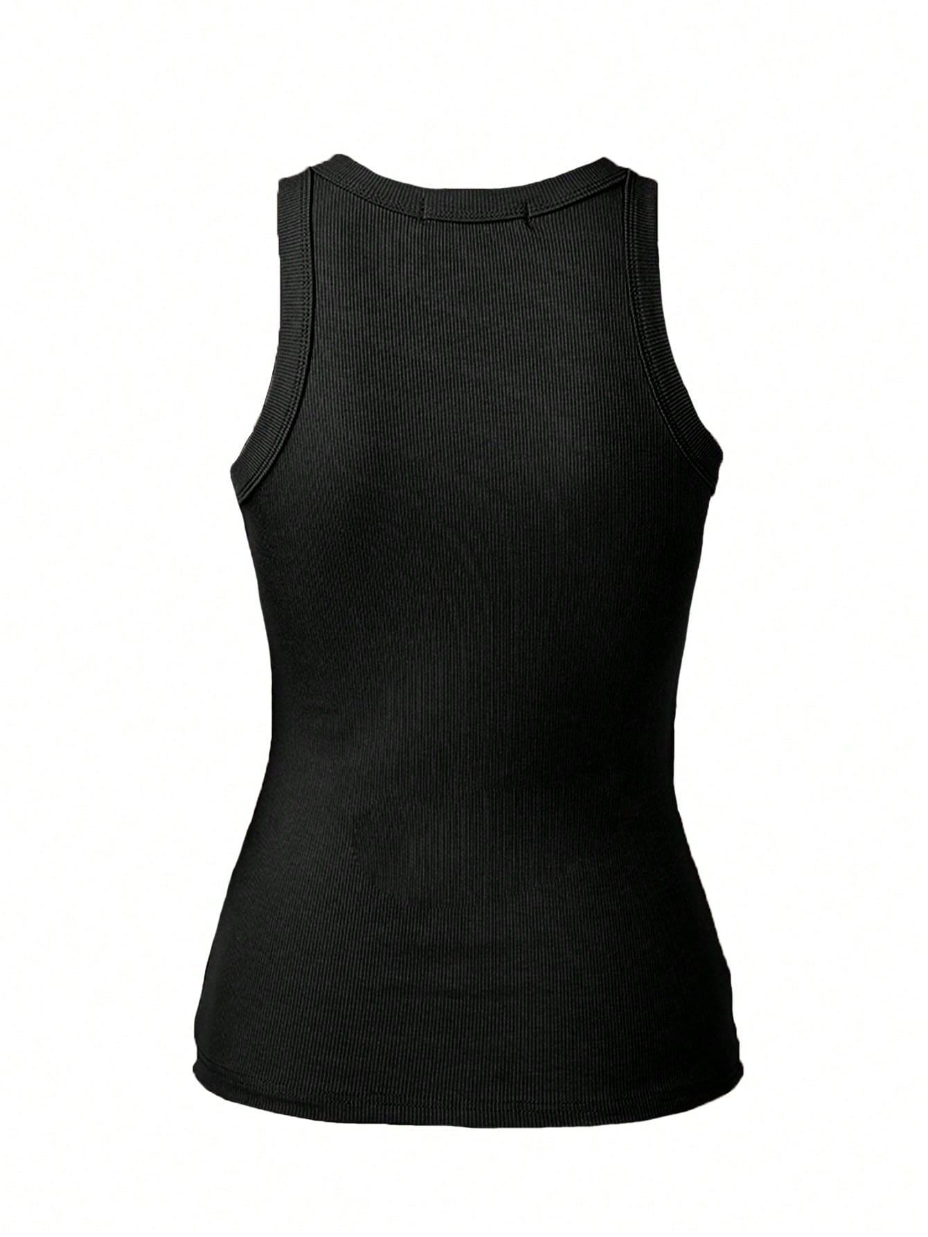 CHICME CZARNY TOP NA RAMIĄCZKACH PRĄŻKI S06__XL