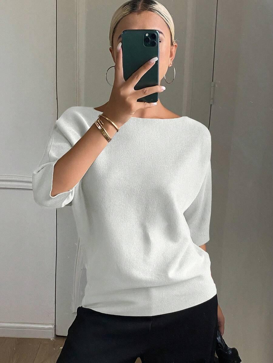 SHEIN BIAŁA DZIANINOWA BLUZKA S06__M