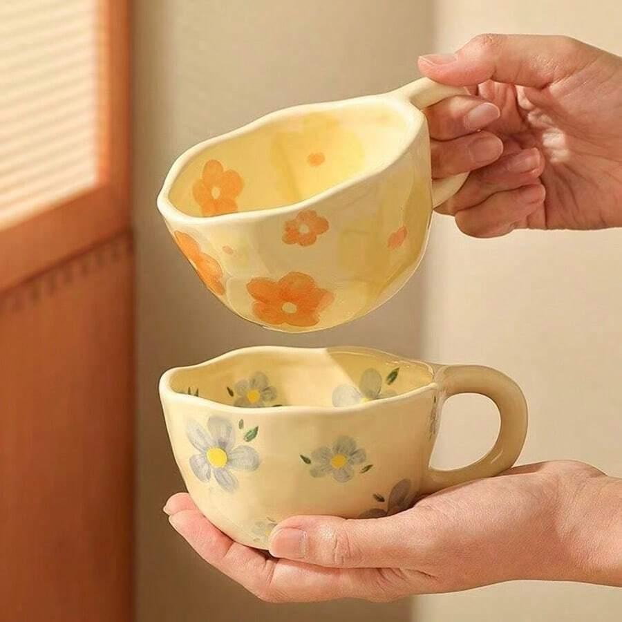SHEIN CERAMICZNY KUBEK WZÓR KWIATY S07__