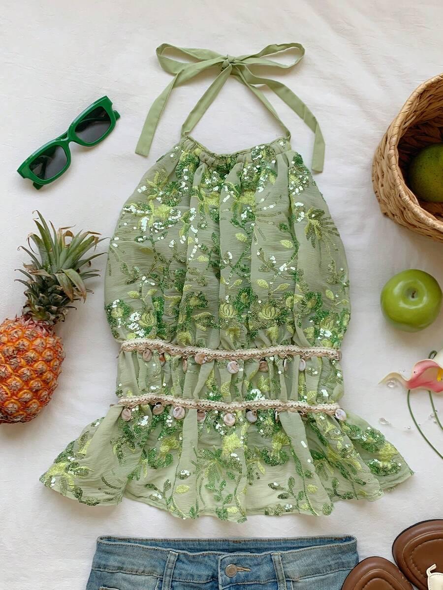 COMFORTCANA ZIELONY TOP ZDOBIENIE POŁYSK S06__S