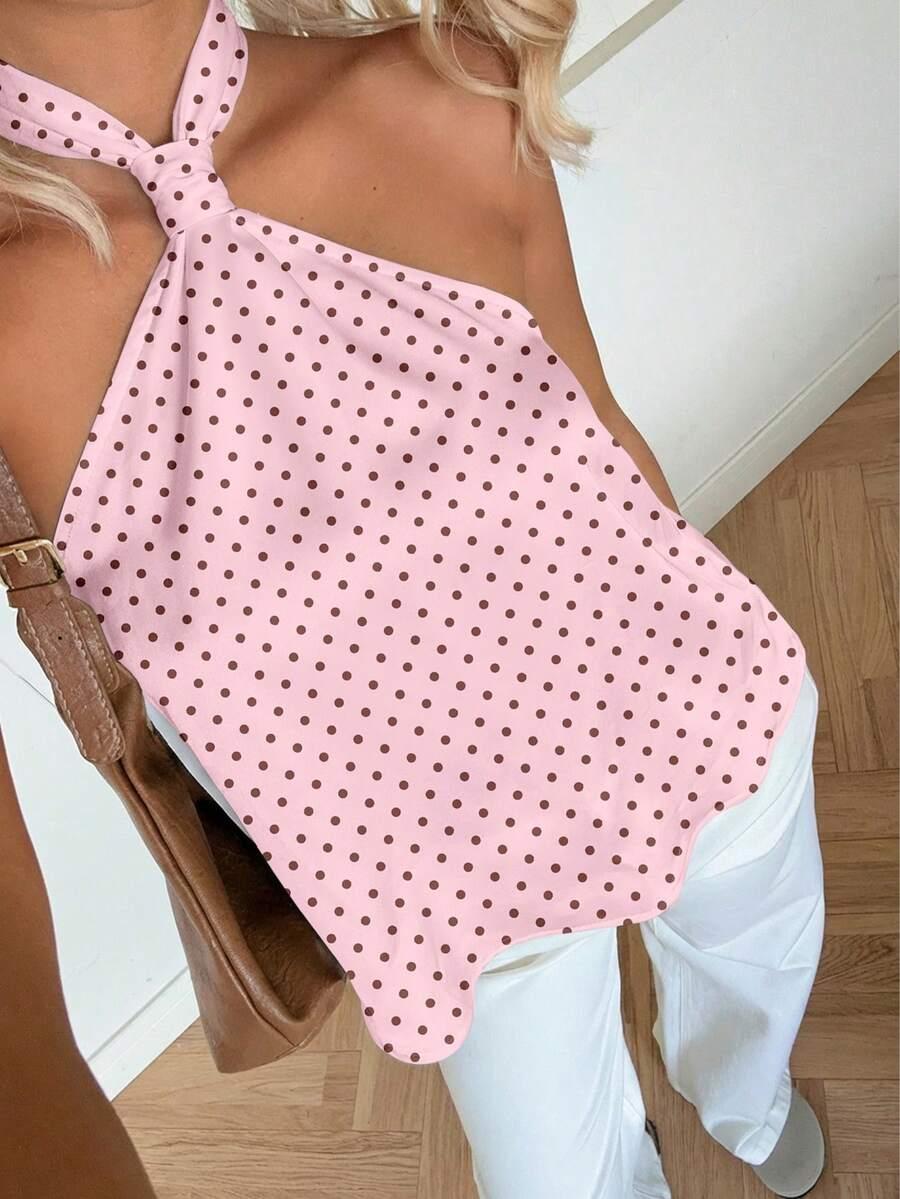 SHEIN RÓŻOWY TOP GROCHY S06__S