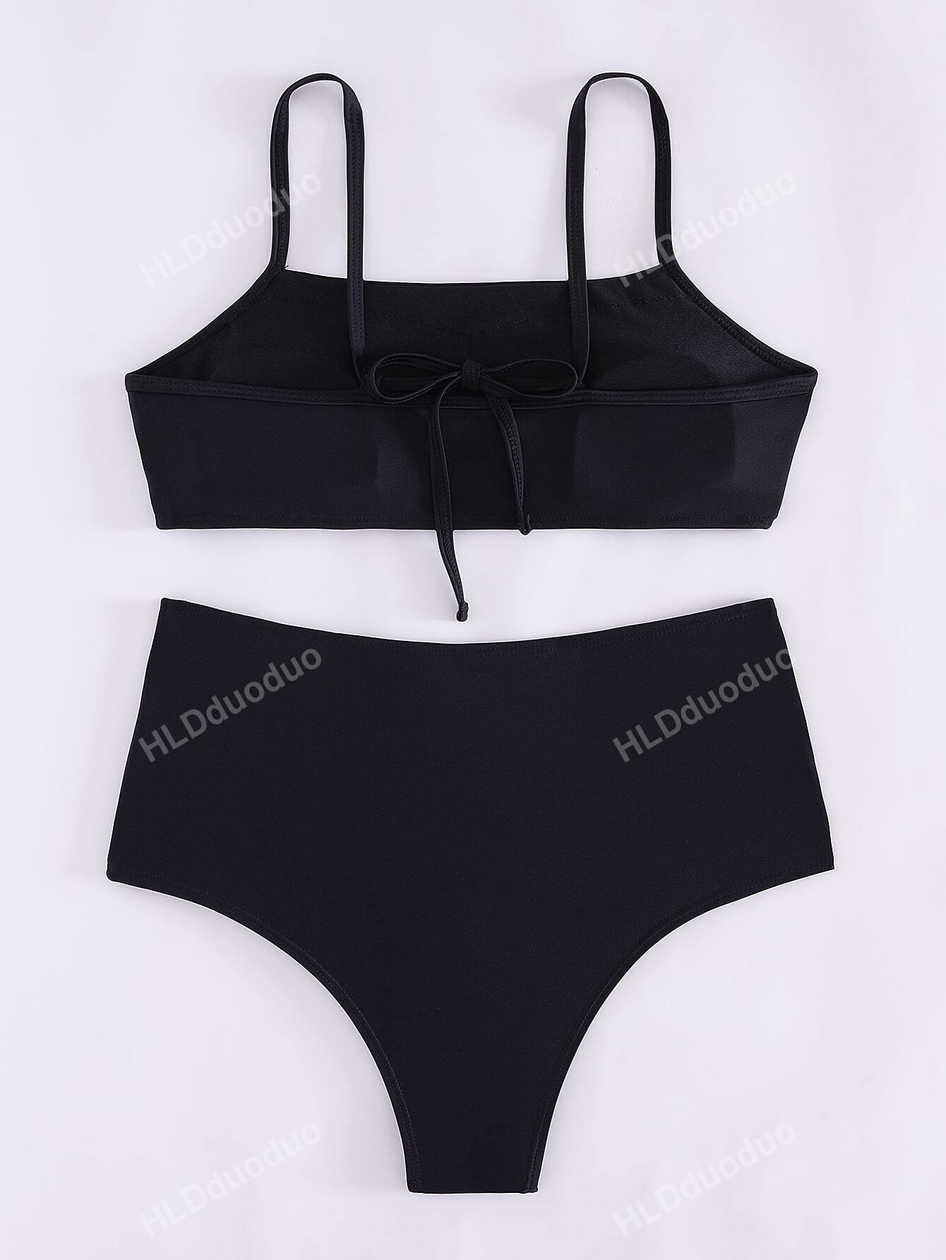 SHEIN CZARNY DWUCZĘŚCIOWY STRÓJ KĄPIELOWY S09__L