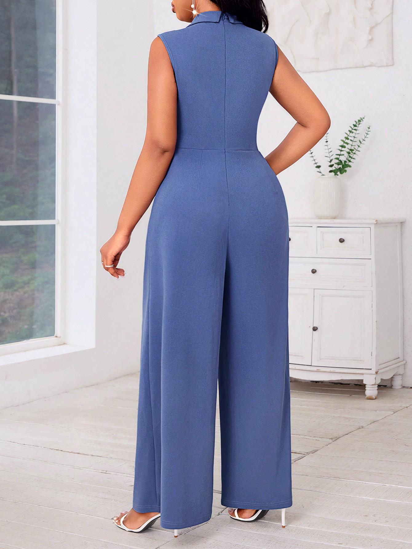 SHEIN NIEBIESKI KOMBINEZON BEZ RĘKAWÓW S06__46