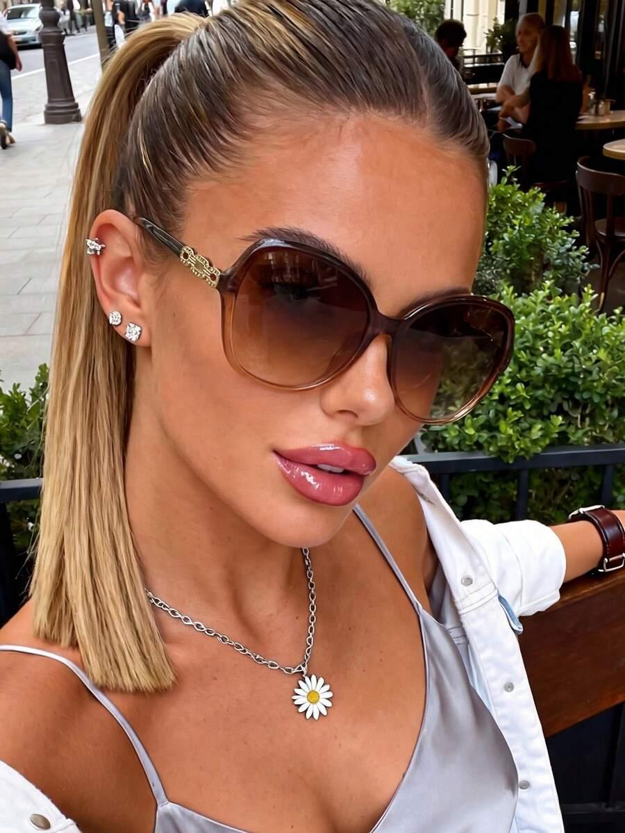 SHEIN BRĄZOWE OKULARY PRZECIWSŁONECZNE S07