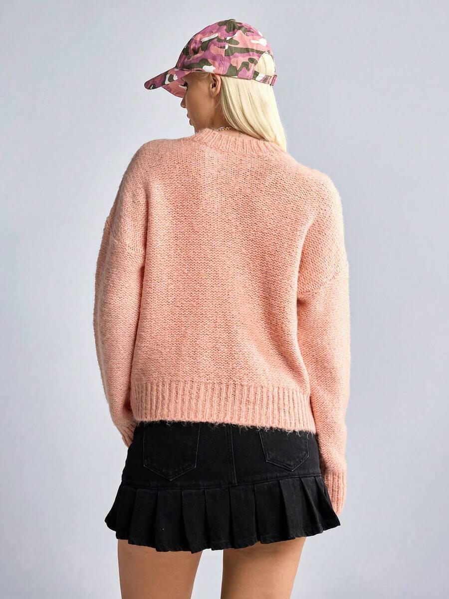 CASUGLOW RÓŻOWY SWETER DZIANINA S06__OS