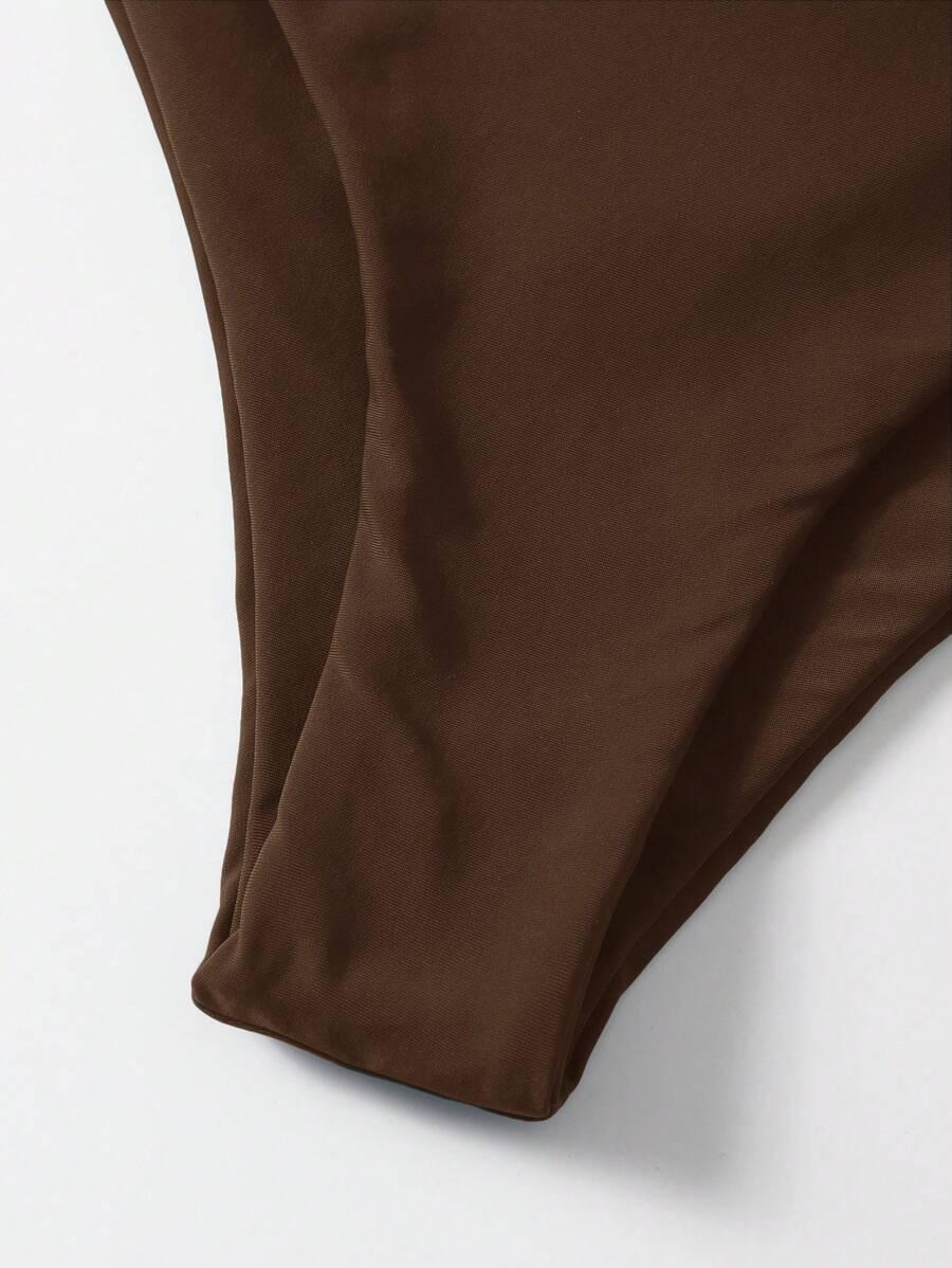 SHEIN BRĄZOWY DWUCZĘŚCIOWY STRÓJ KĄPIELOWY S09__S