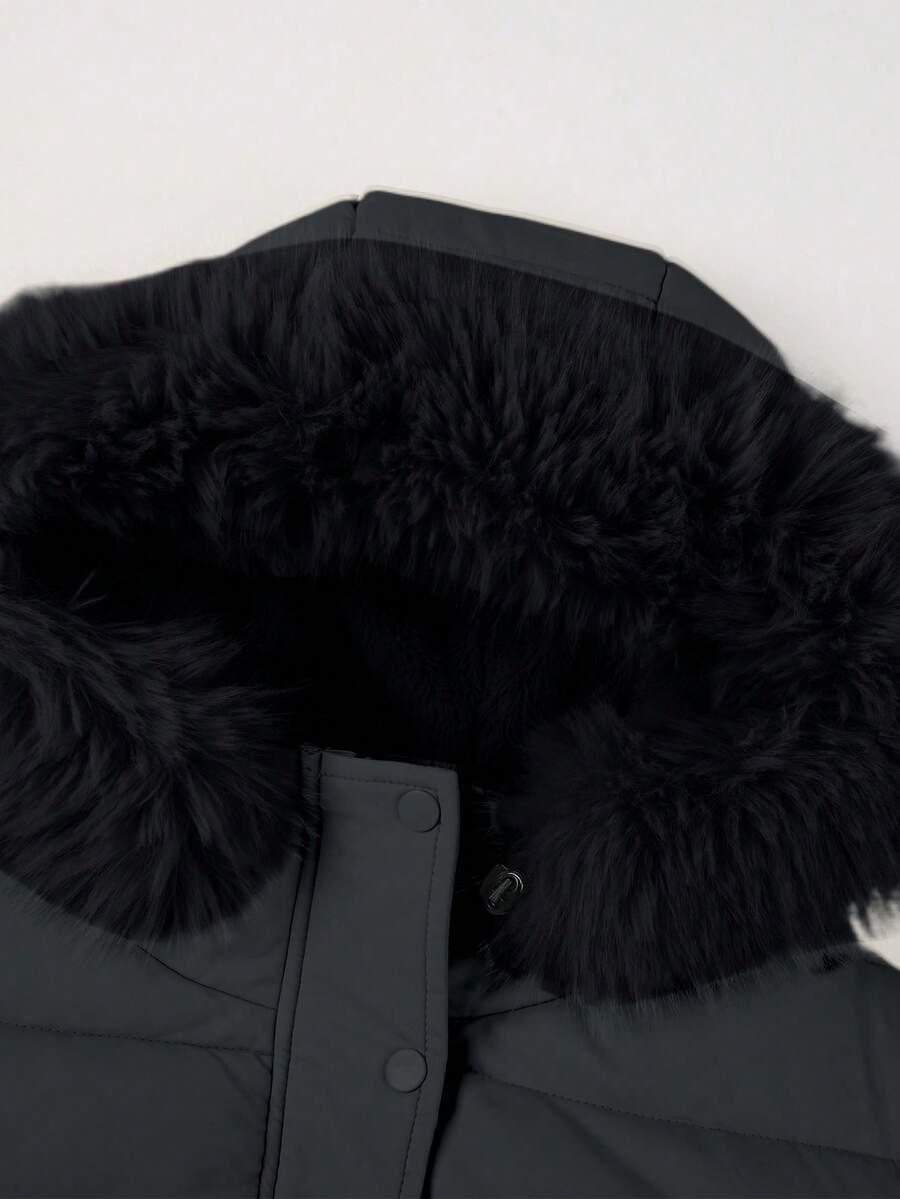 SHEIN CZARNA PIKOWANA KURTKA KAPTUR W01__46