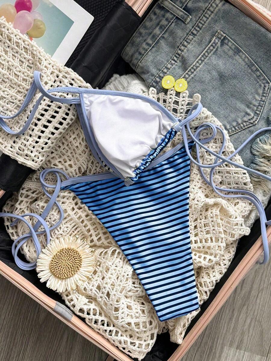 SHEIN KOMPLET BIKINI WZÓR PASKI S09__M