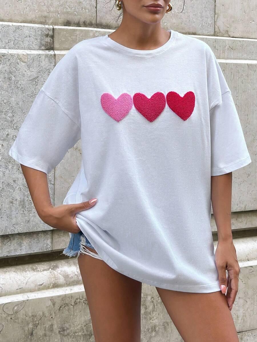 EURMUSE BIAŁY T-SHIRT ZDOBIENIE S06__L