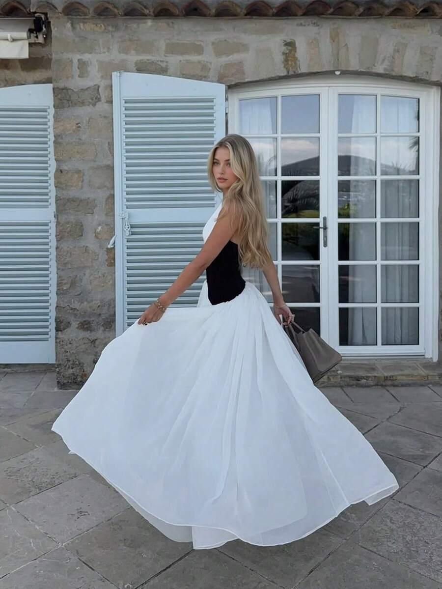 SHEIN MAXI SUKIENKA KONTRAST S06__S