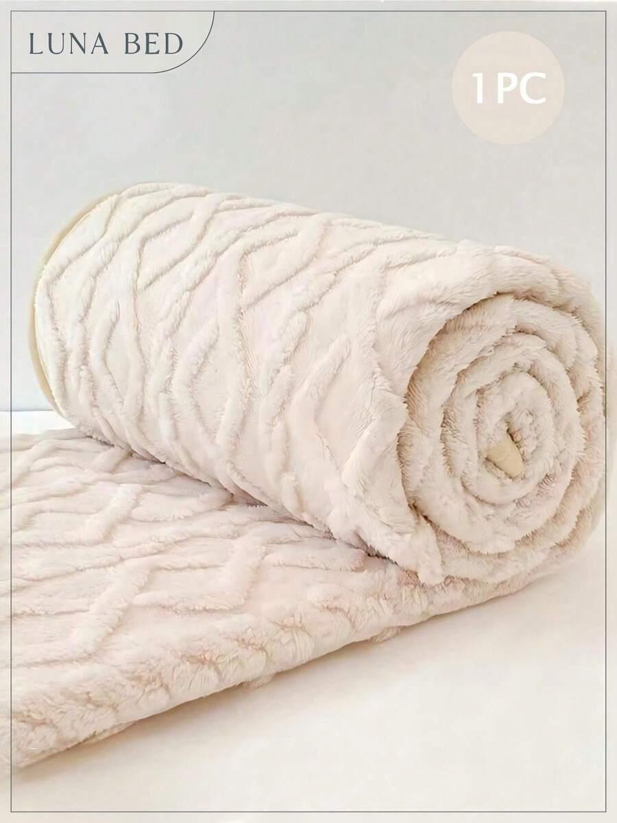 SHEIN BEŻOWY KOC NA ŁÓŻKO S07__200X230CM