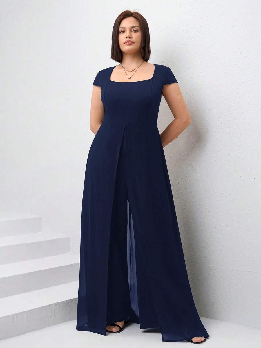 SHEIN NIEBIESKI KOMBINEZON KRÓTKI RĘKAW S06__XXL