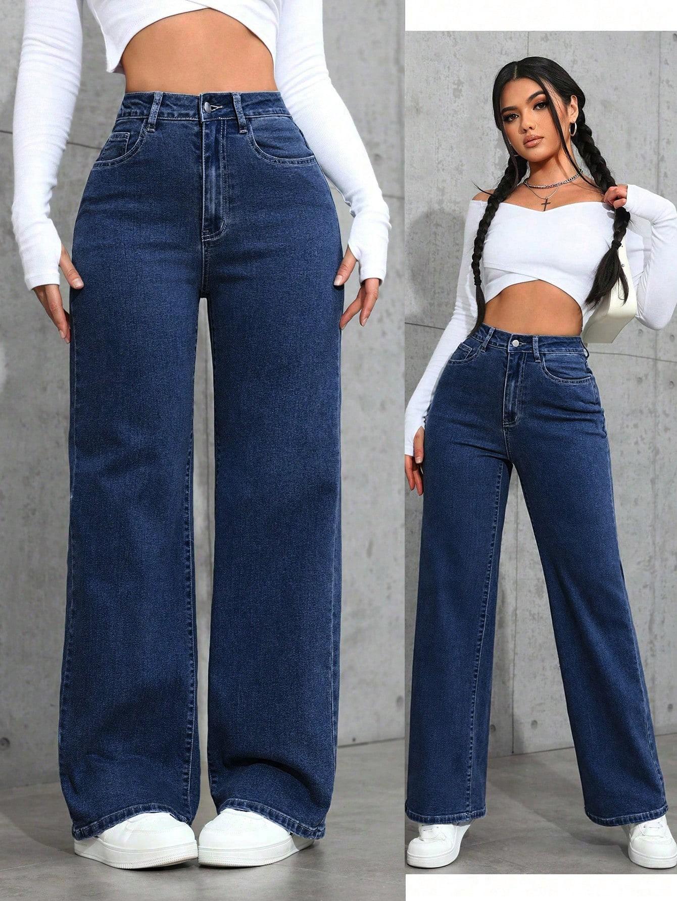 SHEIN SPODNIE JEANS PROSTA NOGAWKA S06__M