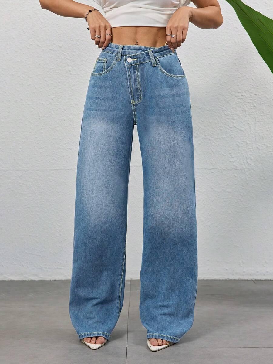 SHEIN SPODNIE JEANS WIDE LEG S06__L