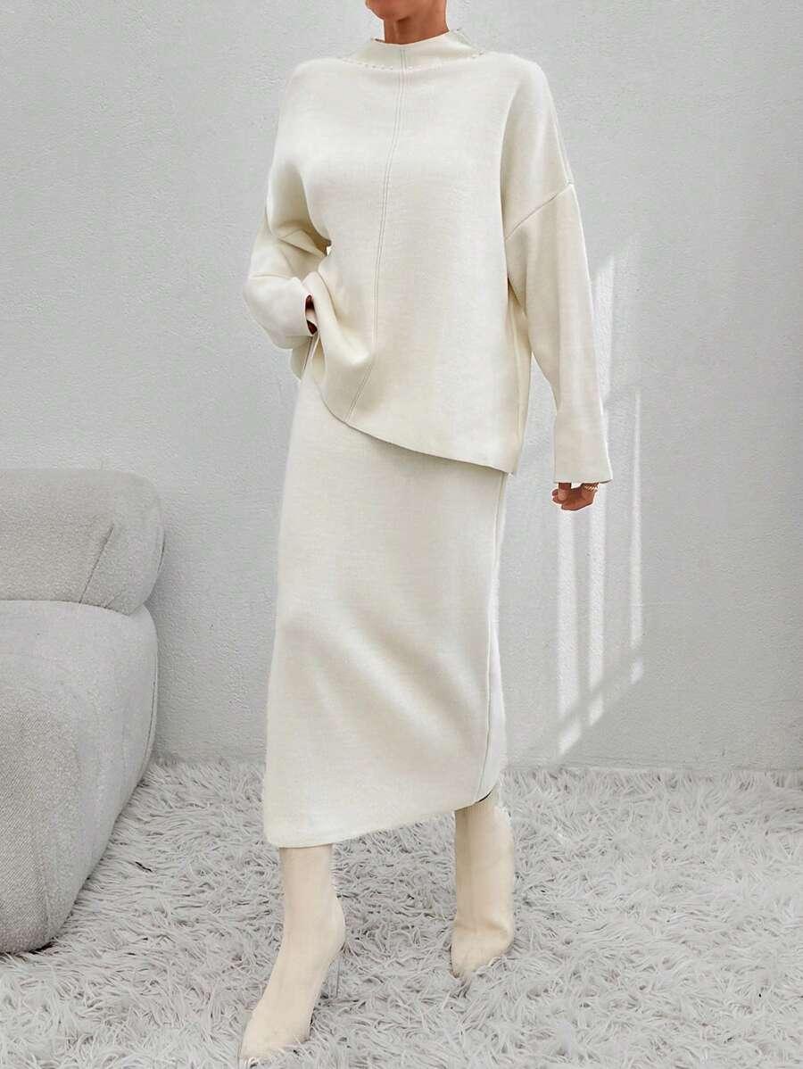 SHEIN KOMPLET SWETER SPÓDNICA S06__L