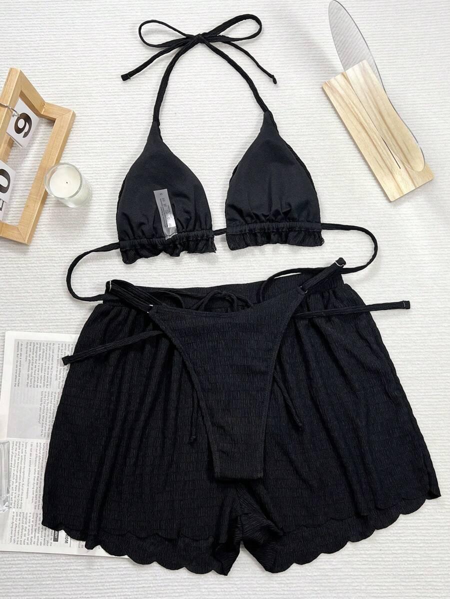 SHEIN DWUCZĘŚCIOWY STRÓJ KĄPIELOWY SPODENKI KOMPLET S09__XS