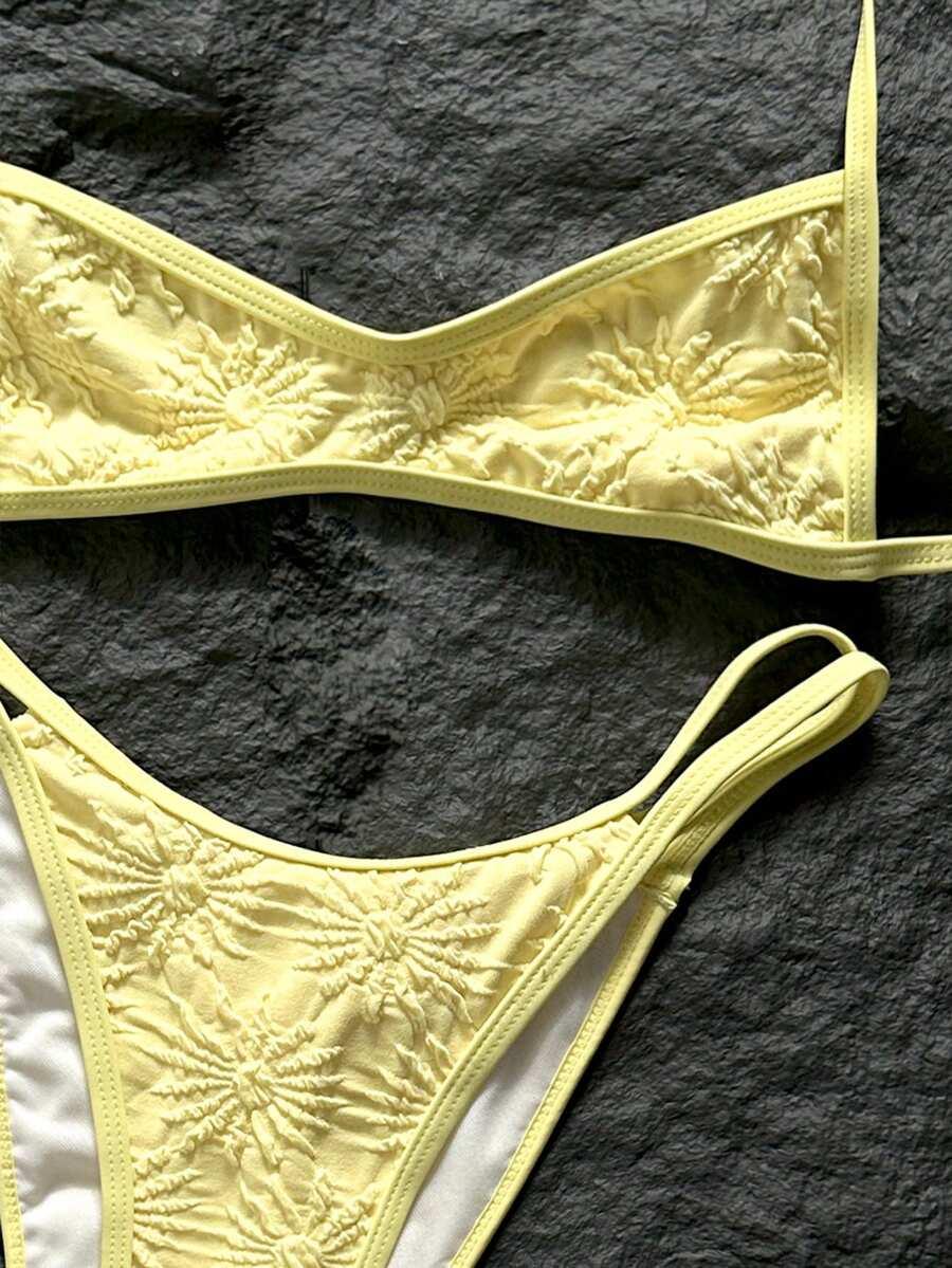 SHEIN ŻÓŁTY STRÓJ KĄPIELOWY DWUCZĘŚCIOWY S09__XS