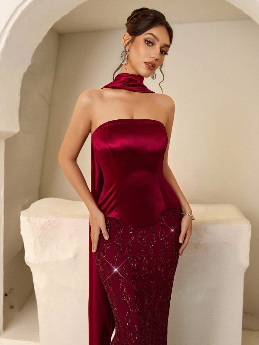 COUTIVA CZERWONA MAXI SUKIENKA S06__XS