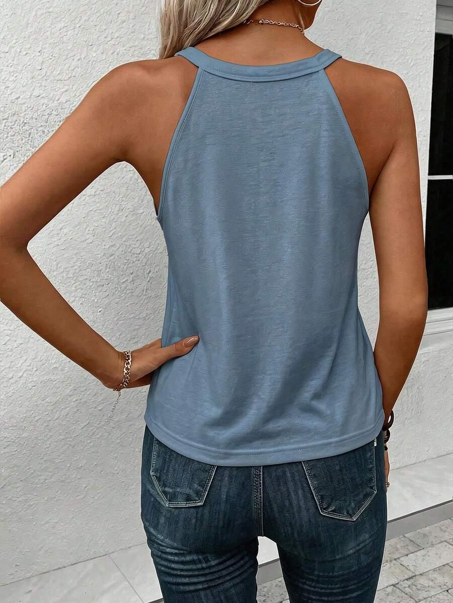 SHEIN NIEBIESKI TOP BEZ RĘKAWÓW CASUAL PK01__M
