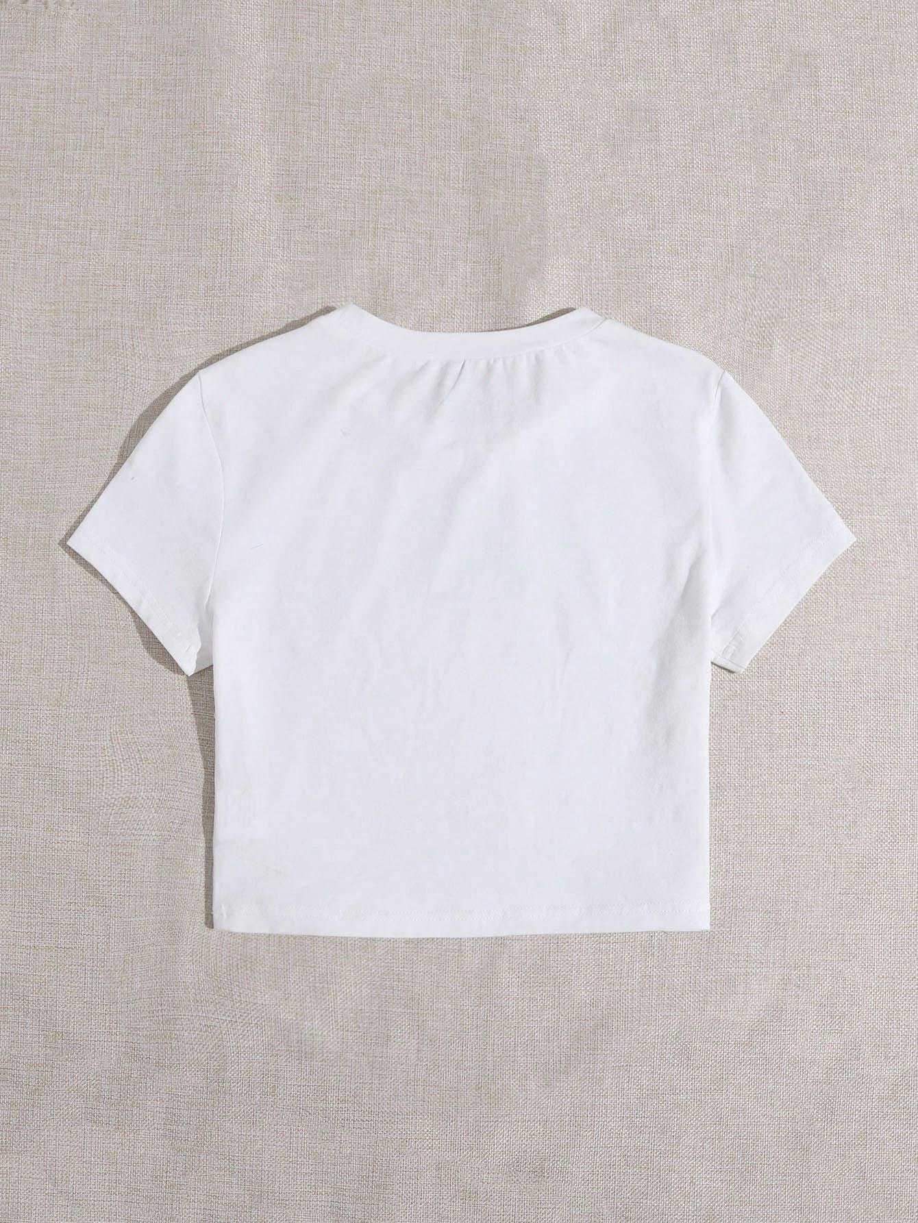 SHEIN BIAŁY T-SHIRT NADRUK S06__M