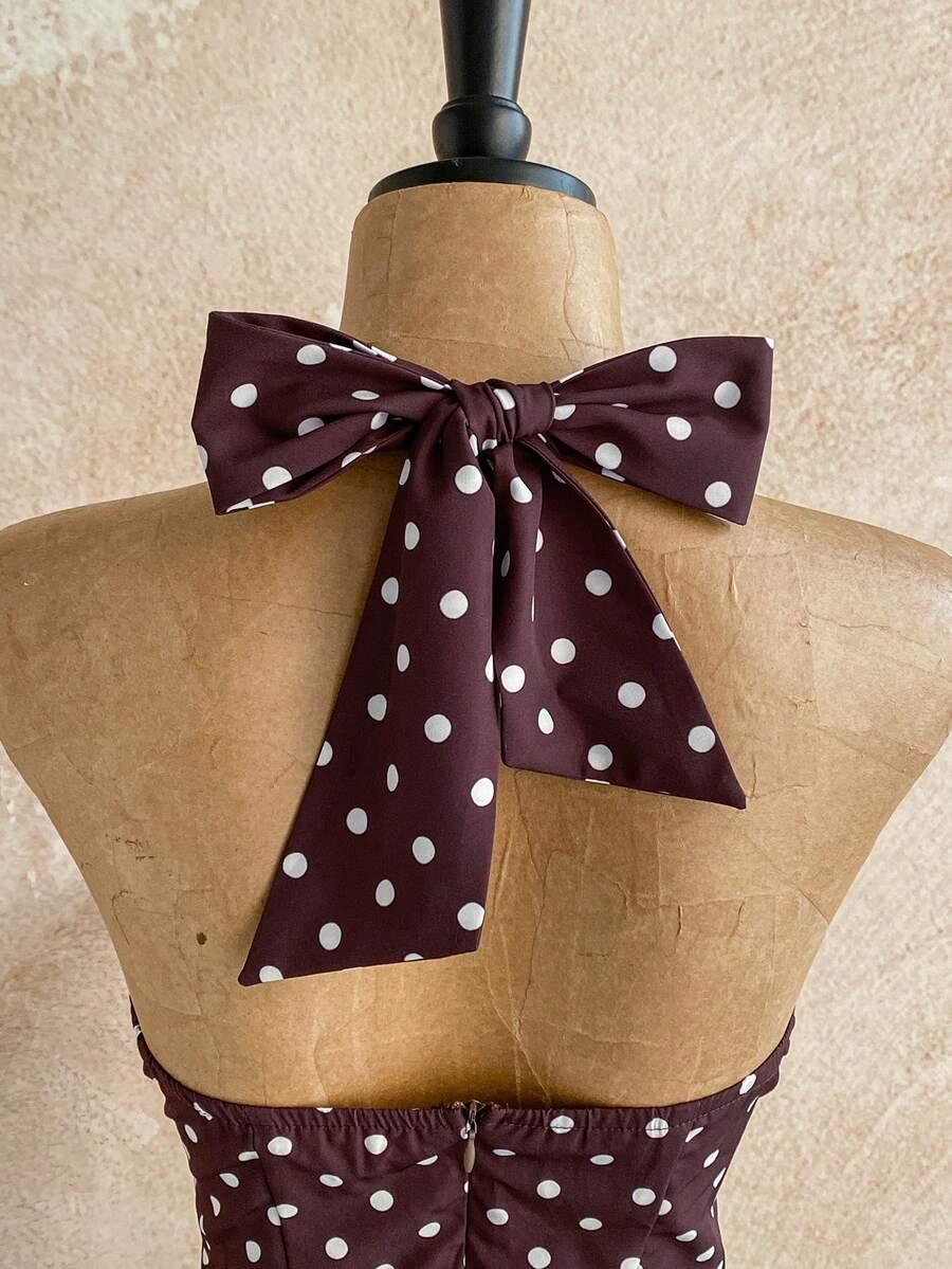 SHEIN BRĄZOWA SUKIENKA MINI GROSZKI S06__S