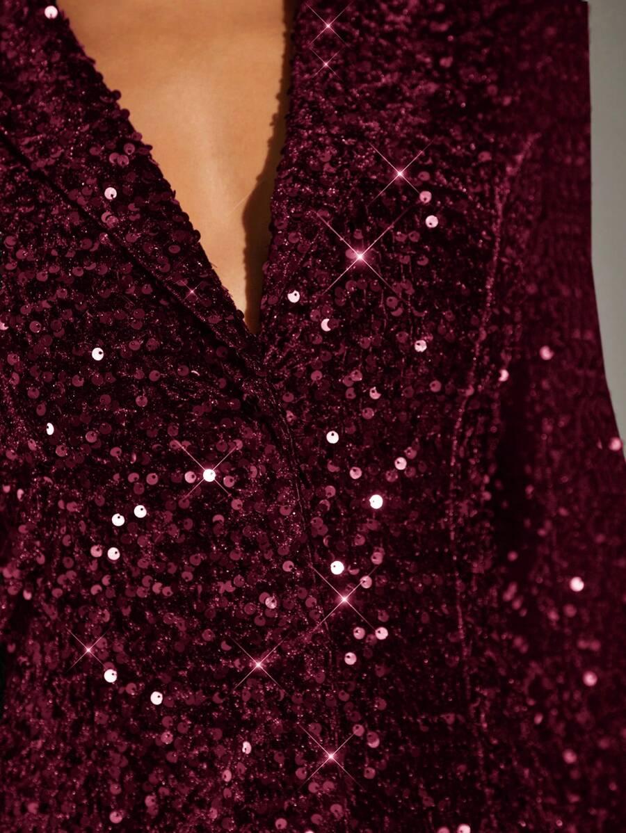 SHEIN BORDOWA MINI SUKIENKA CEKINY S06__L