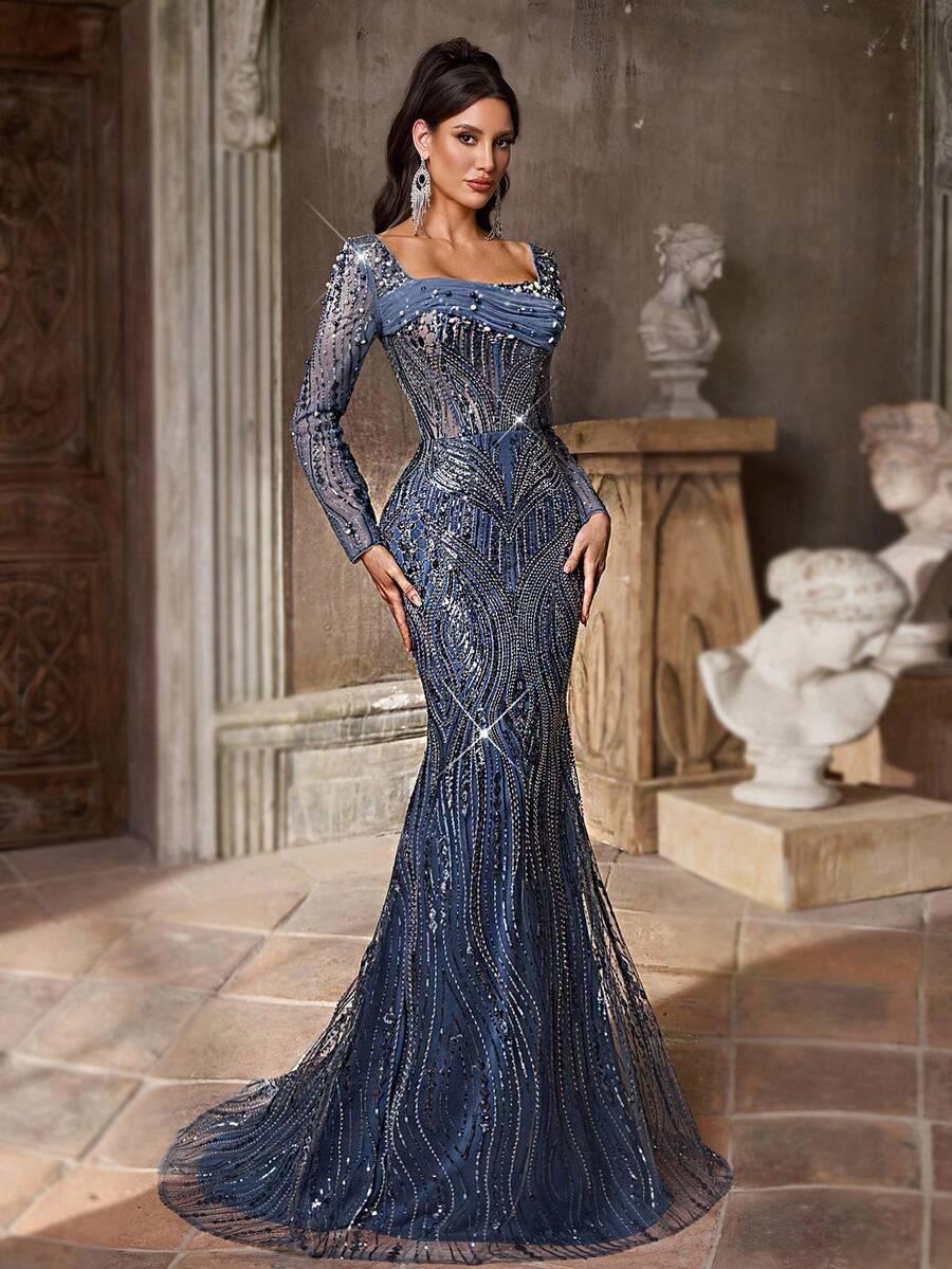SHEIN MAXI SUKIENKA ZDOBIENIE POŁYSK S06__L