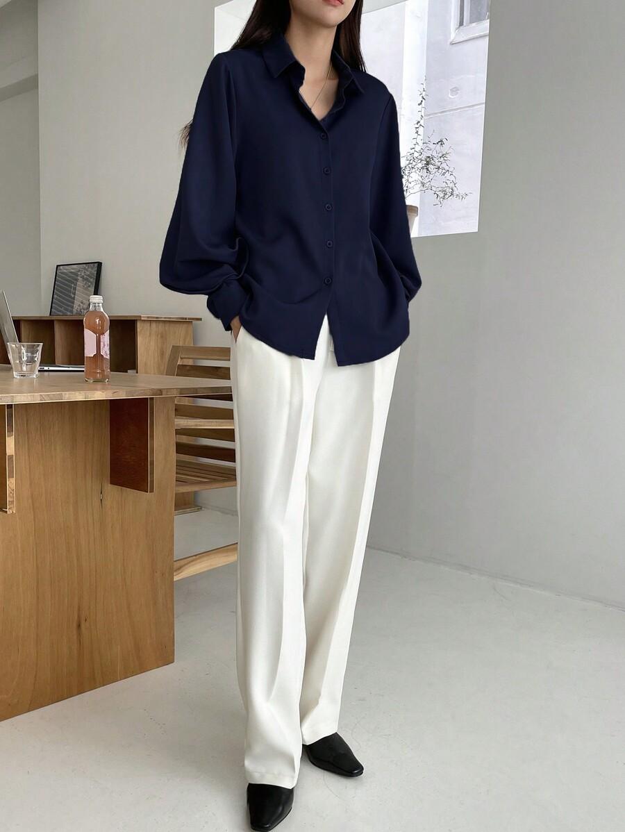 SHEIN GRANATOWA KOSZULA GUZIKI S06__S