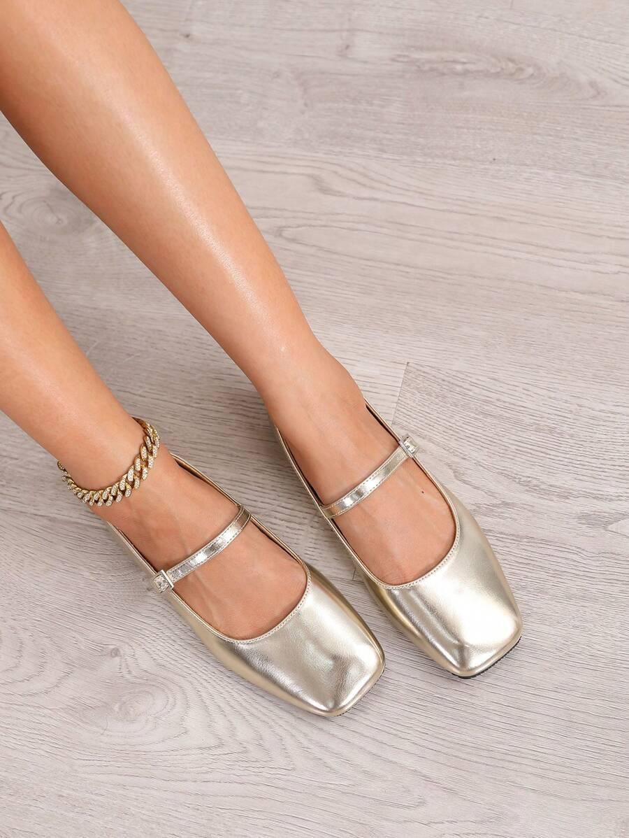 SHEIN ZŁOTE BALERINY SPRZĄCZKA S06__44