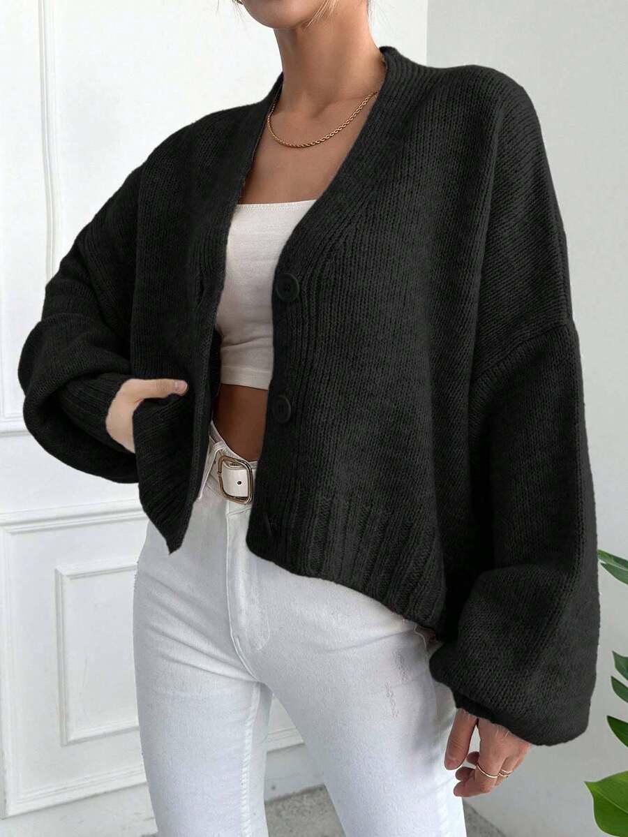 SHEIN CZARNY SWETER KARDIGAN S06__S
