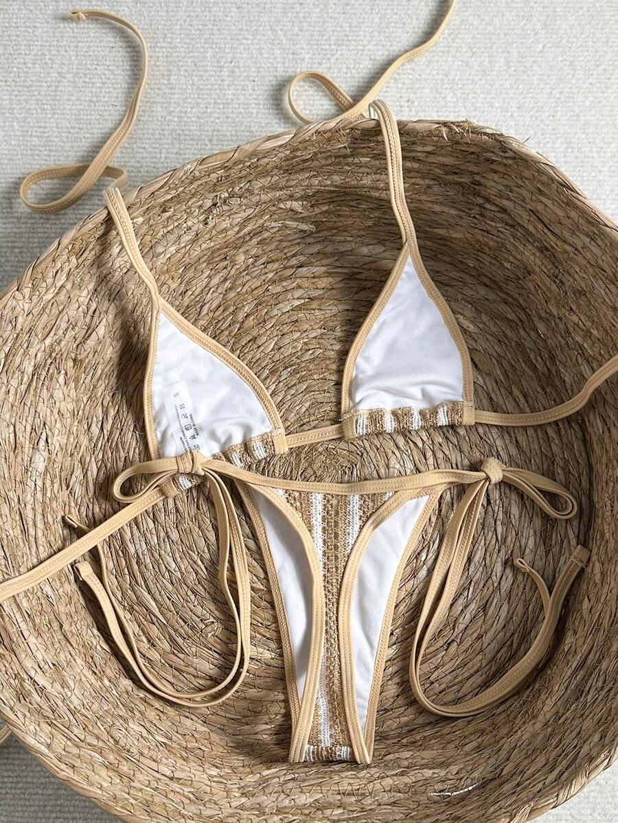 SHEIN DWUCZĘŚCIOWY STRÓJ KĄPIELOWY BIKINI HAFT S09__S