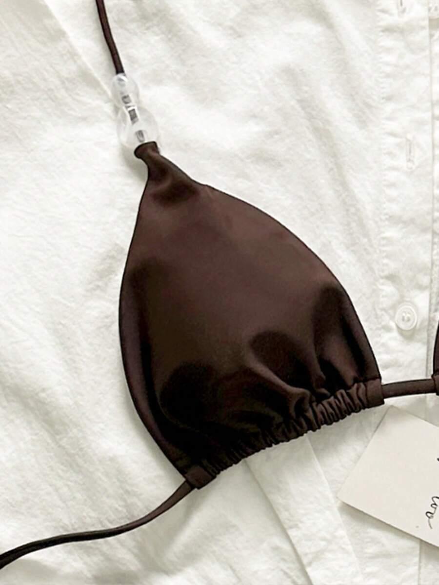 SHEIN BRĄZOWY DWUCZĘŚCIOWY STRÓJ KĄPIELOWY S09__XS