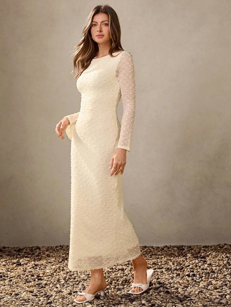 SHEIN KREMOWA MAXI SUKIENKA S06__XS