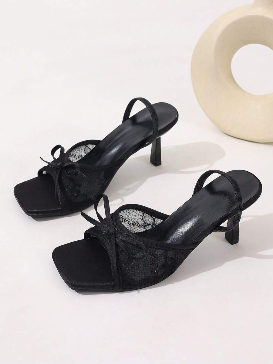 SHEIN CZARNE SANDAŁY KOKARDY S06__39