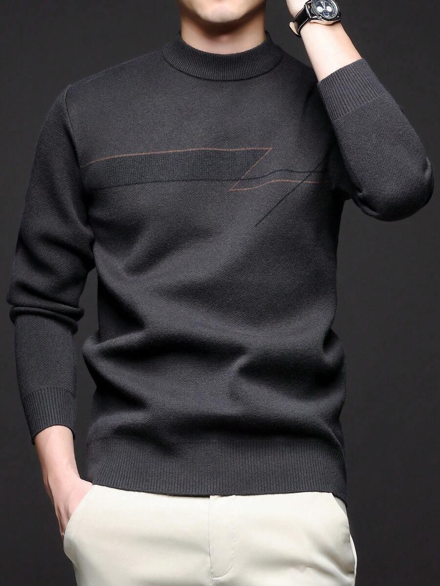 SHEIN SZARY SWETER OKRĄGŁY DEKOLT S06__L