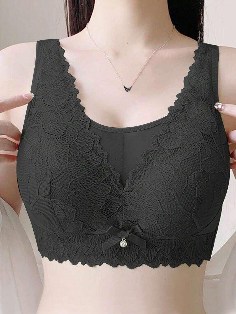 SHEIN CZARNY BIUSTONOSZ KORONKA S09__XXL