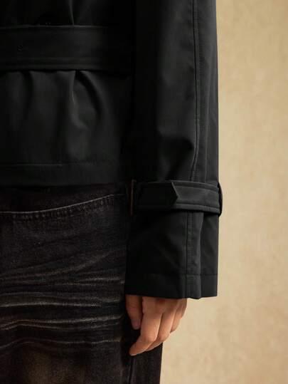 SHEIN CZARNY PŁASZCZ GUZIKI S06__L