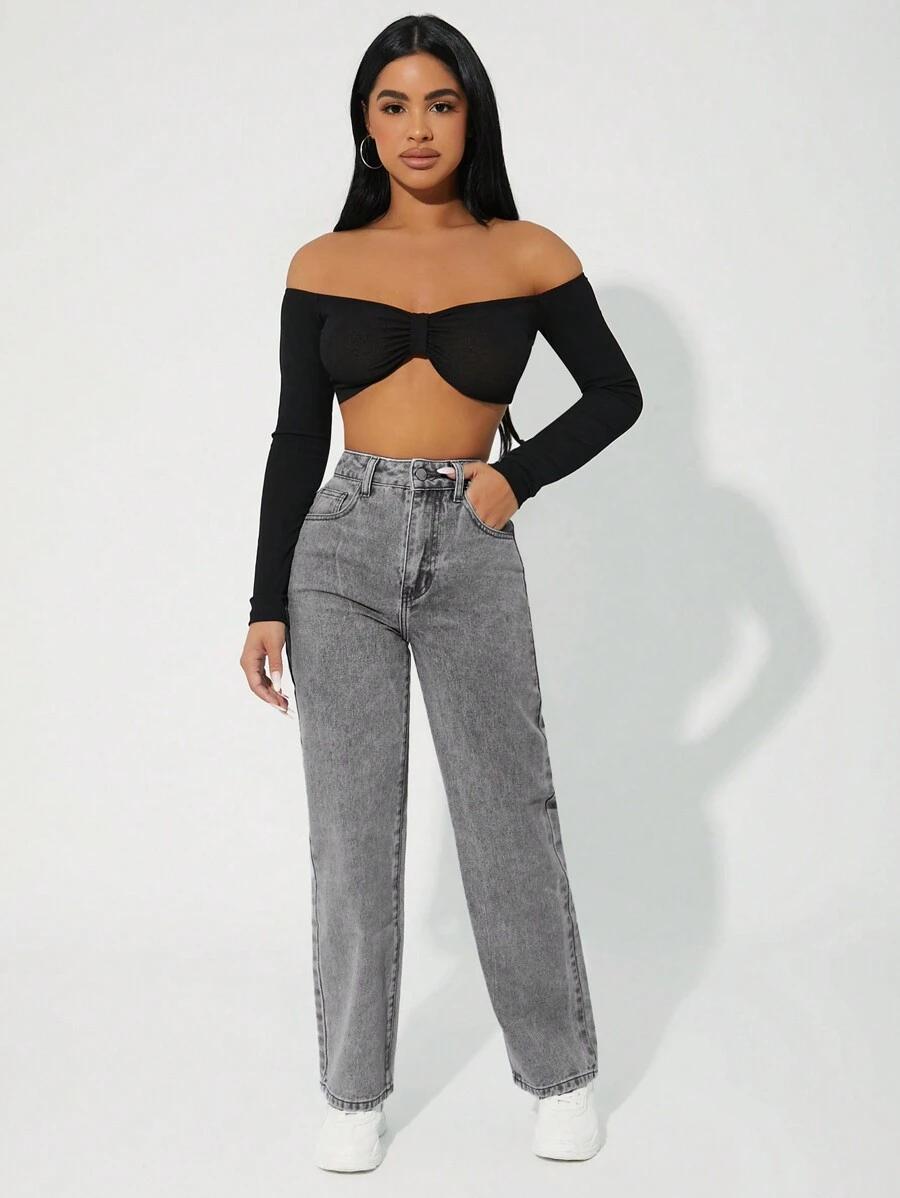 SHEIN SZARE SPODNIE JEANS S06__S
