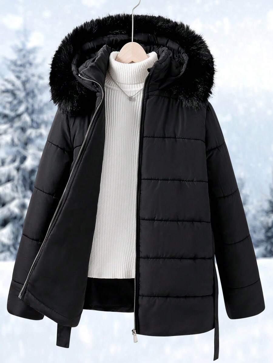 SHEIN CZARNA PIKOWANA KURTKA ZAMEK W01__122-128CM