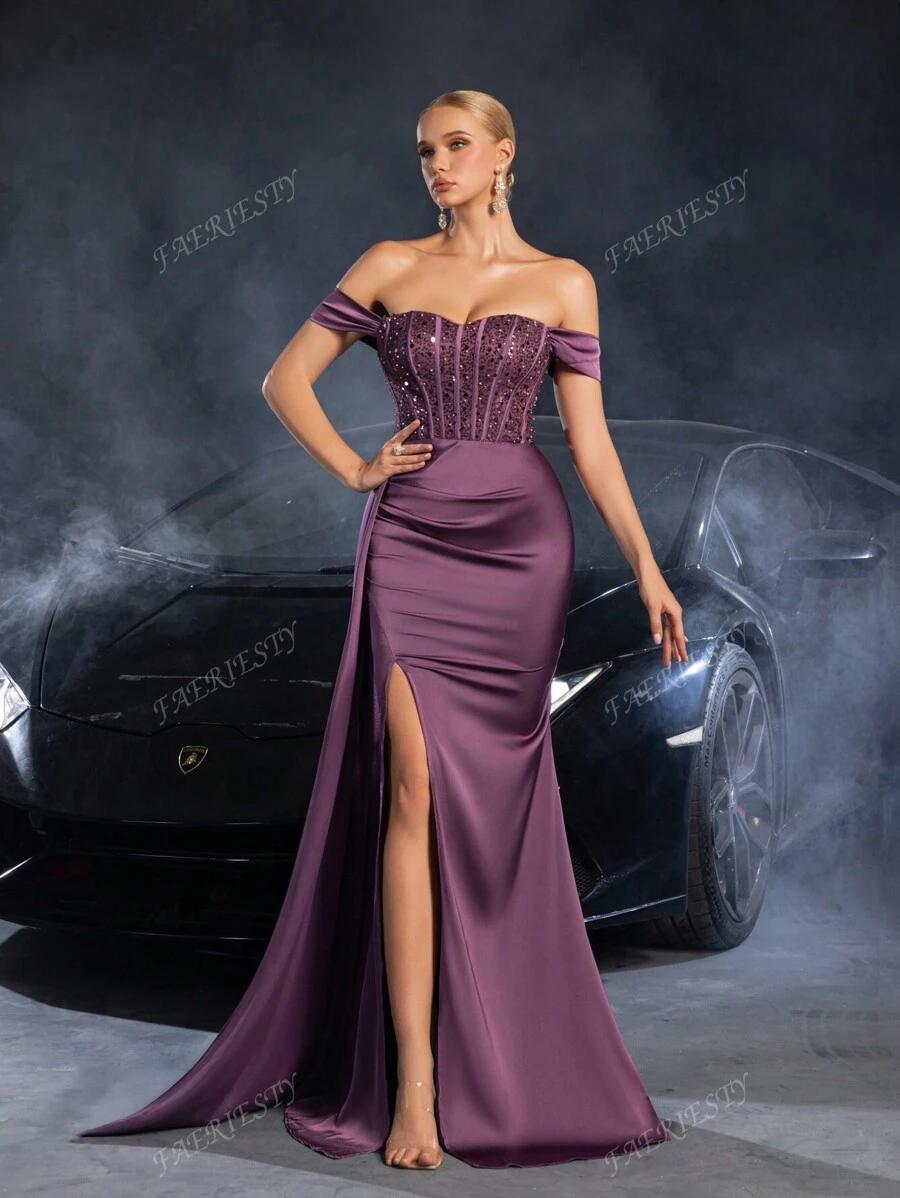 FAERIESTY FIOLETOWA MAXI SUKIENKA CEKINY S06__S
