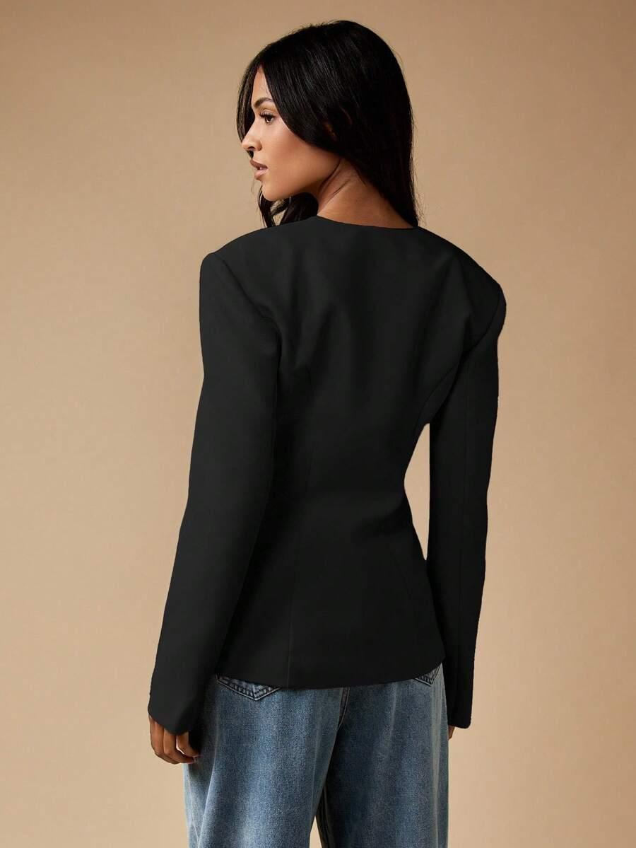 MISSGUIDED CZARNA MARYNARKA Z DŁUGIM RĘKAWEM S09__XL