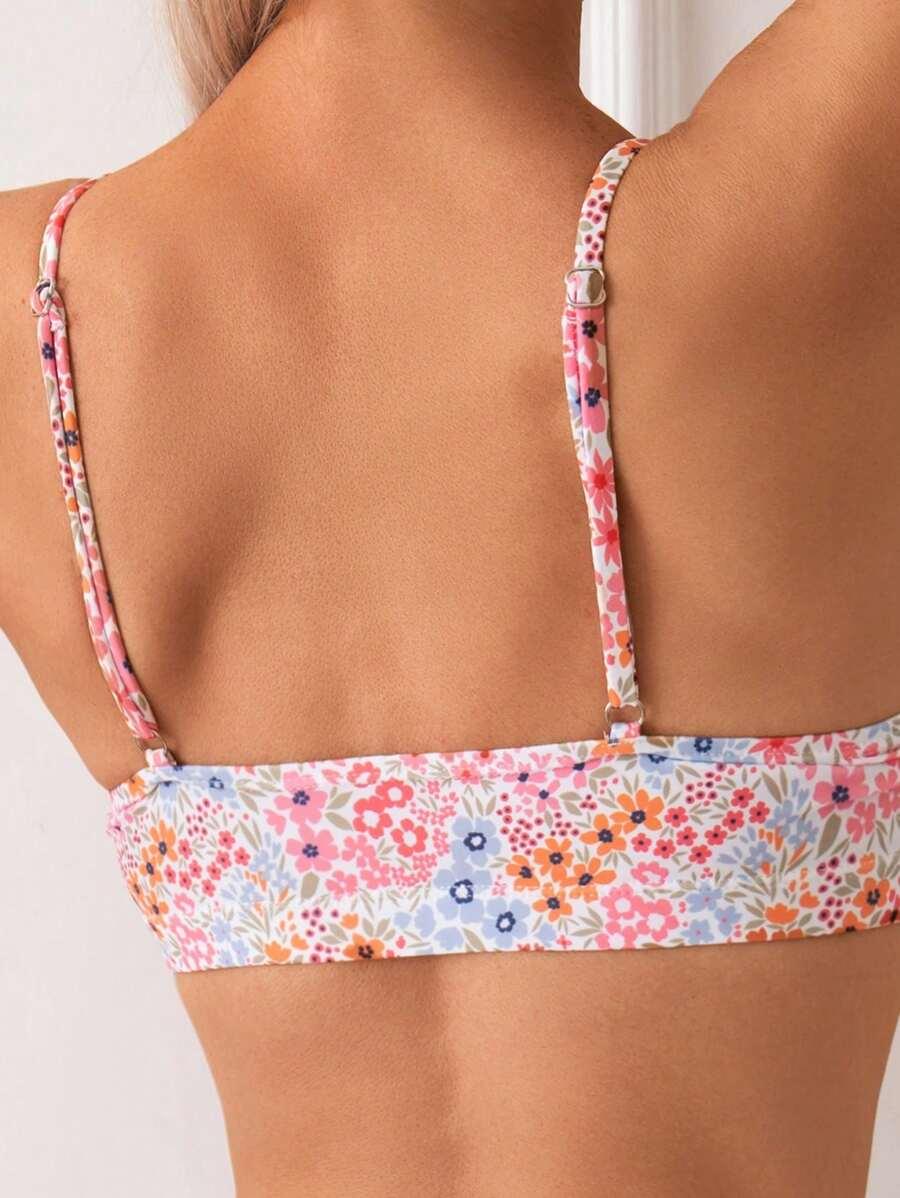 SHEIN DWUCZĘŚCIOWY STRÓJ KĄPIELOWY KWIATY S09__L