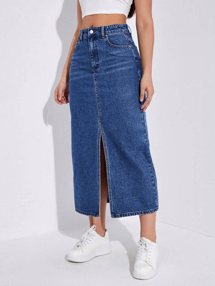 SELENZA NIEBIESKA SPÓDNICA JEANS S06__L