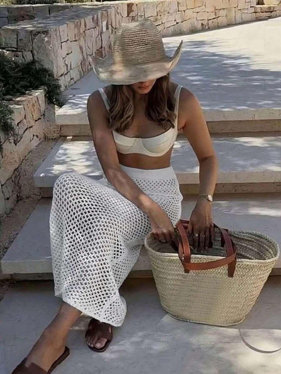 SHEIN BIAŁA MAXI SPÓDNICA S06__XL