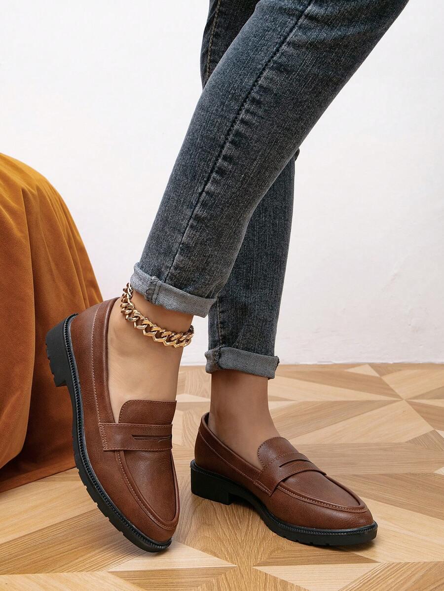 SHEIN BRĄZOWE MOKASYNY IMITACJA SKÓRY S06__40