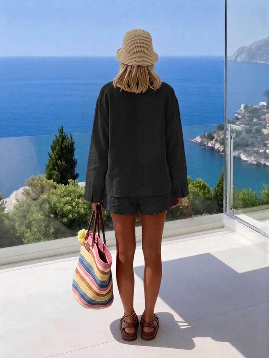 SHEIN CZARNE KRÓTKIE SPODENKI Z GUMKĄ W PASIE S06__S