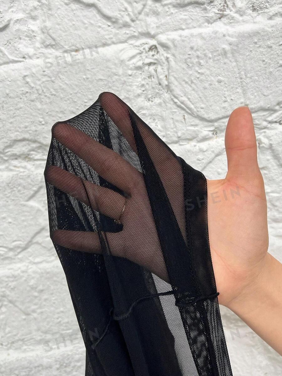 SHEIN CZARNY TOP DŁUGI RĘKAW S06__S