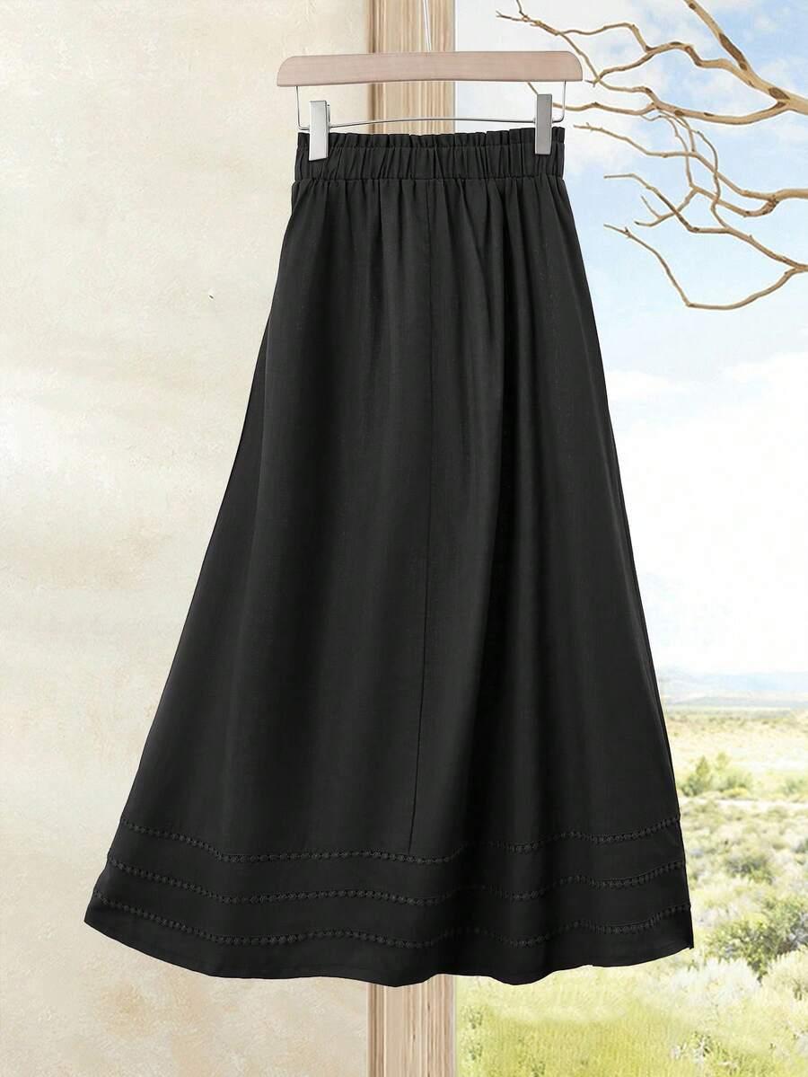 SHEIN CZARNA MAXI SPÓDNICA S06__M