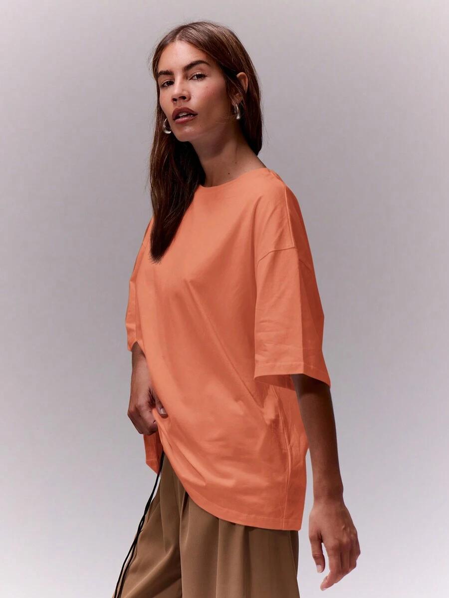MUSERA POMARAŃCZOWY T-SHIRT CASUAL S06__XS