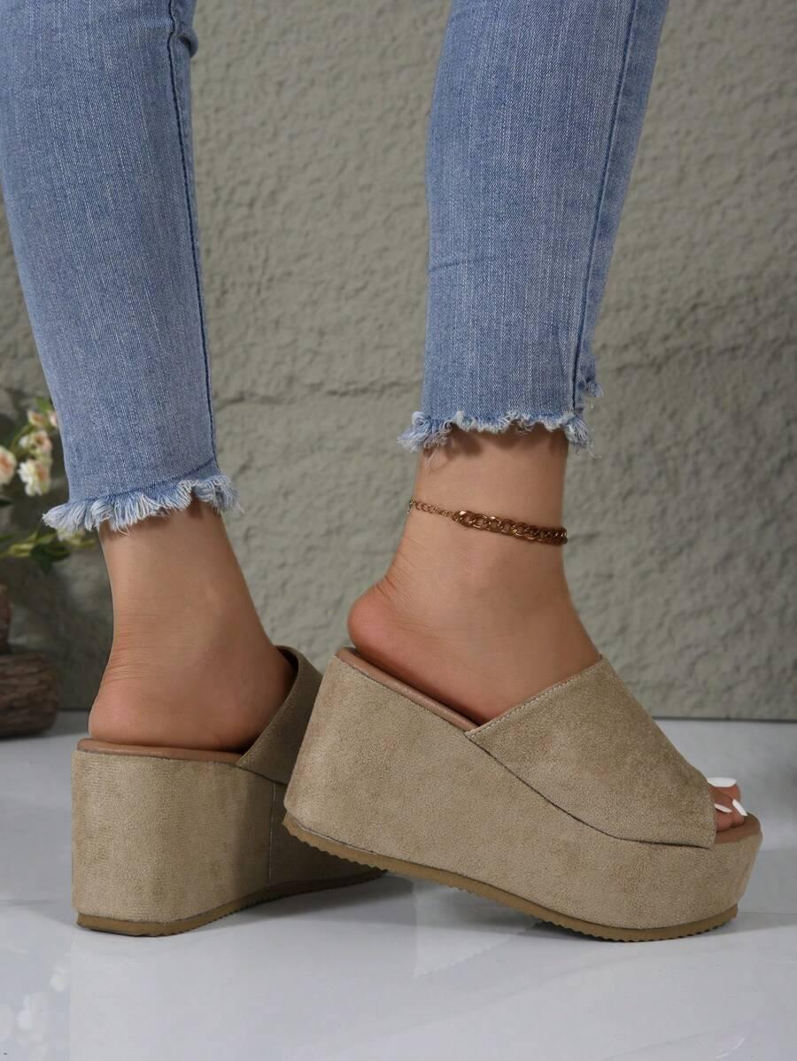 SHEIN BRĄZOWE KLAPKI PLATFORMA S06__39